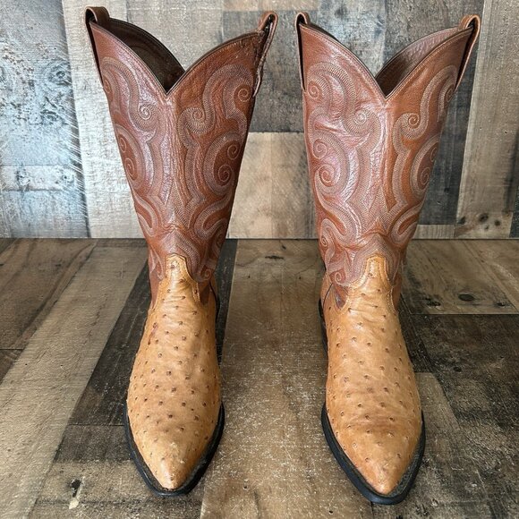 Tony Lama Vintage Full Quill Ostrich Cowboy Boots Mens 8 D - Picture 6 of 12